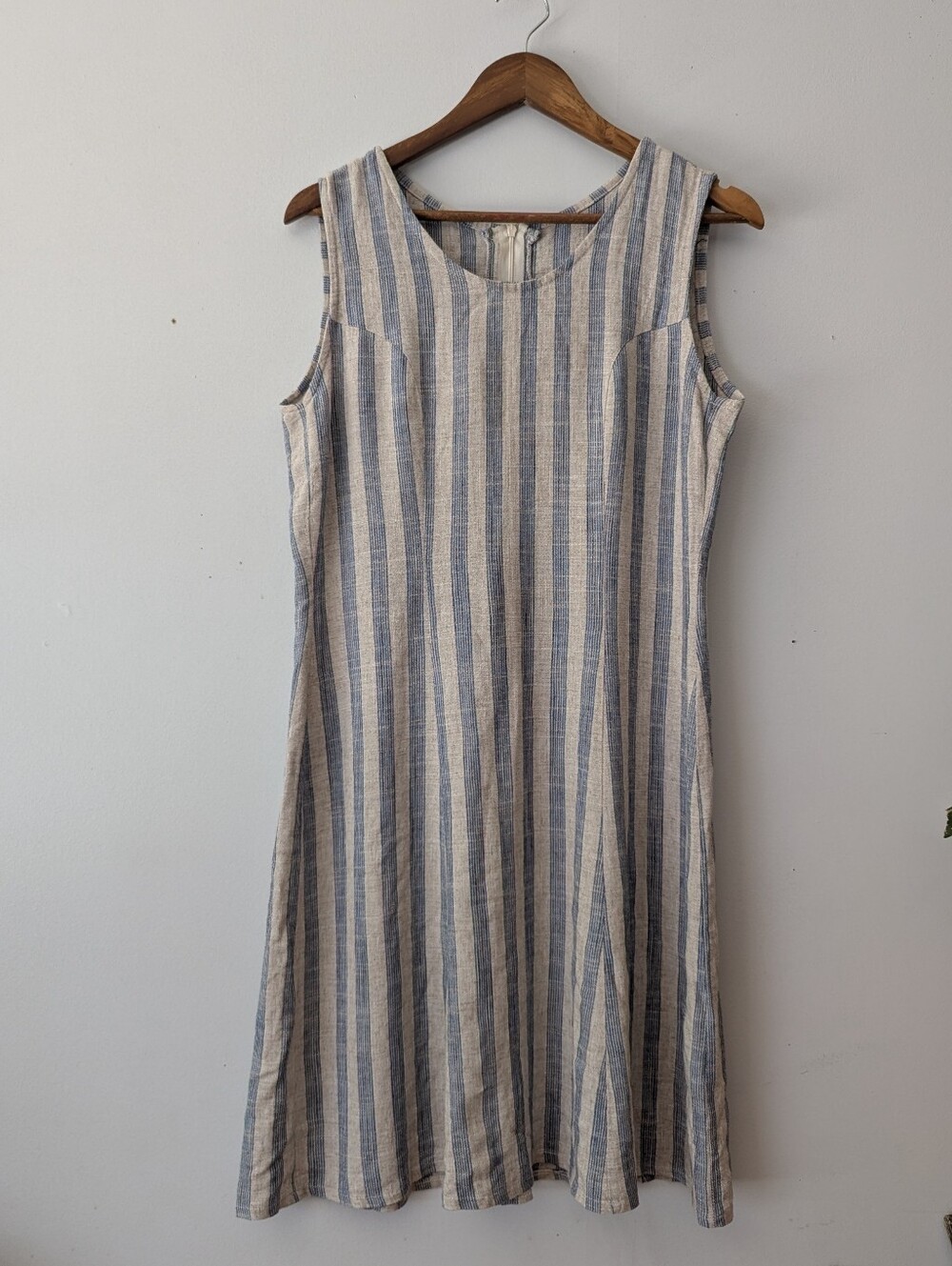 Blue Striped Linen-like Dress